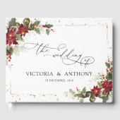 Rustikales Pine Poinsettia Wedding Guest Book Gästebuch (Vorderseite)