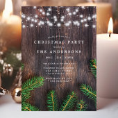 Rustikales Pine String Lights Weißes Party Einladung