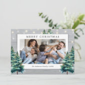 Rustikales Pine Tree Familienfest Foto Weihnachten (Stehend Vorderseite)