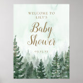 Rustikales Pine Tree Forest Baby Dusche Begrüßungs Poster (Vorne)