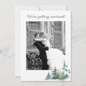 Rustikales Pine Tree Foto Hochzeit speichern das D Einladung (Rückseite)