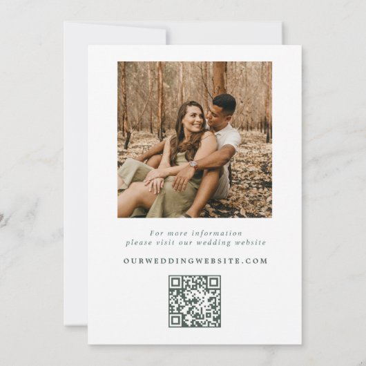 Rustikales Pine Tree Foto & QR Code Wedding Save The Date (Rückseite)