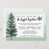 Rustikales Pine Tree Mint Holiday Dinner / Party Einladung (Vorderseite)