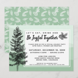Rustikales Pine Tree Mint Holiday Dinner / Party Einladung