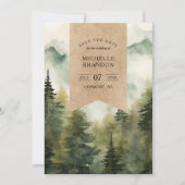 Rustikales Pine Tree Mountain - Nature Adventure F Save The Date (Vorderseite)