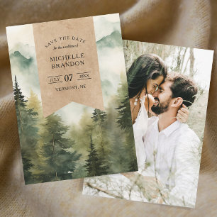 Rustikales Pine Tree Mountain - Nature Adventure F Save The Date