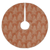 Rustikales Pine Tree Muster Rust Gold Polyester Weihnachtsbaumdecke (Vorderseite)