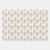 Rustikales Pine Tree Muster Weißes Gold Geschenkpapier Set (Vorderseite 2)