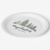 Rustikales Pine Tree Weihnachten Pappteller (Schrägansicht)