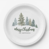 Rustikales Pine Tree Weihnachten Pappteller (Vorderseite)