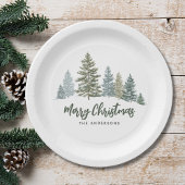 Rustikales Pine Tree Weihnachten Pappteller