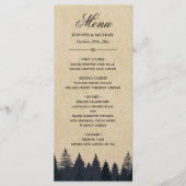 Rustikales Pine Trees Kraft Winter Wedding Menu Menükarte (Vorderseite)