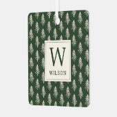 Rustikales Pine Trees Monogram Weihnachtsgebäck Fo Ornament Aus Metall (Vorderseite links)