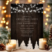 Rustikales Pine Trees String Lights Weihnachtsfest Einladung