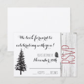 Rustikales Pine Wedding RSVP Karte (Vorne/Hinten)