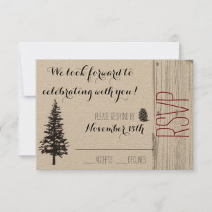Rustikales Pine Wedding RSVP Karte