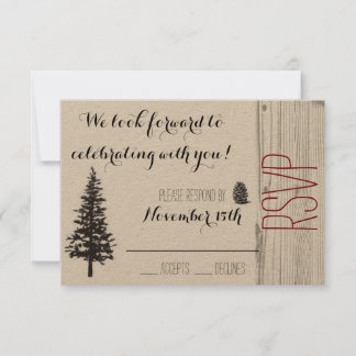 Rustikales Pine Wedding RSVP Karte
