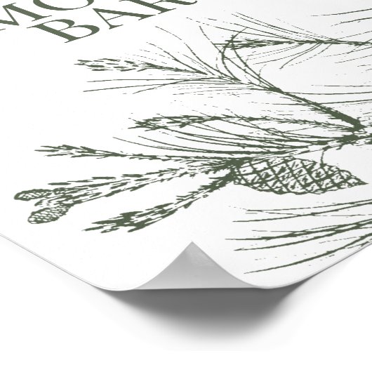 Rustikales Pine Wedding S'mores Bar Sign Poster (Ecke)