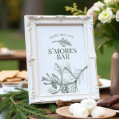Rustikales Pine Wedding S'mores Bar Sign Poster