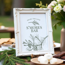 Rustikales Pine Wedding S'mores Bar Sign Poster