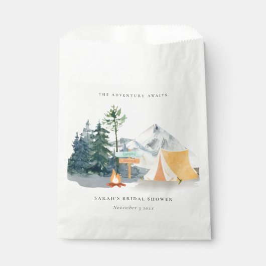 Rustikales Pine Woods Camping Mountain Brautparty Geschenktütchen (Vorderseite)