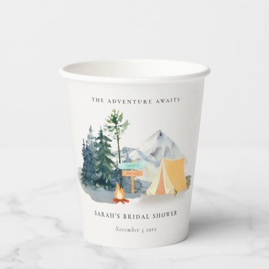 Rustikales Pine Woods Camping Mountain Brautparty Pappbecher (Rückseite)