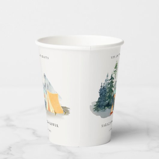 Rustikales Pine Woods Camping Mountain Brautparty Pappbecher (Rechts)