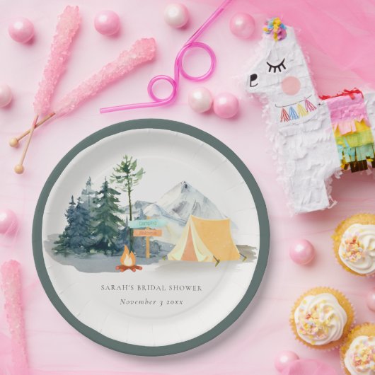 Rustikales Pine Woods Camping Mountain Brautparty Pappteller (Party)