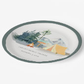 Rustikales Pine Woods Camping Mountain Brautparty Pappteller (Schrägansicht)