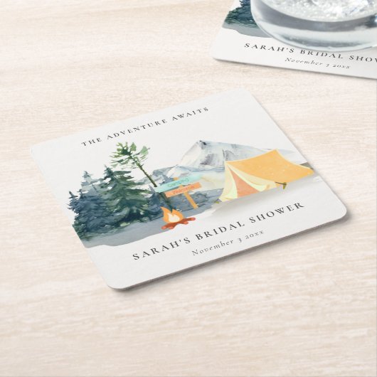 Rustikales Pine Woods Camping Mountain Brautparty Rechteckiger Pappuntersetzer (angewinkelt)