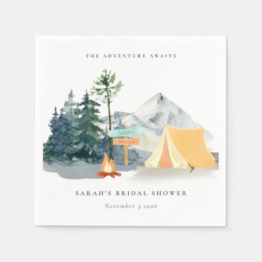 Rustikales Pine Woods Camping Mountain Brautparty Serviette (Vorderseite)