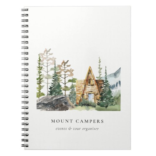 Rustikales Pine Woods Watercolor Camping Mountain Notizblock (Vorderseite)