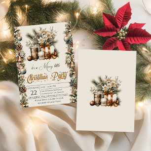Rustikales Pinecone & Gold Weihnachtsfest Party Einladung