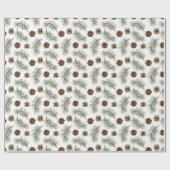 Rustikales Pinecone Pine Tree Blätter Mustergesche Geschenkpapier (Flach)