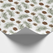 Rustikales Pinecone Pine Tree Blätter Mustergesche Geschenkpapier (Ecke)