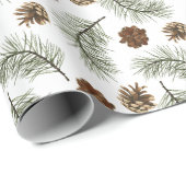 Rustikales Pinecone Pine Tree Blätter Mustergesche Geschenkpapier (Rolleneckpunkt)