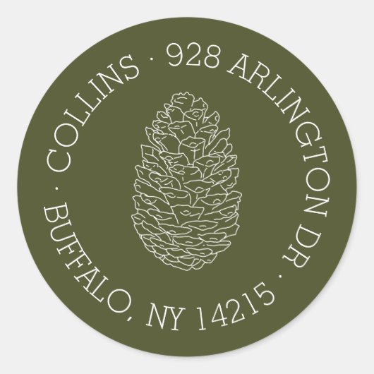 Rustikales Pinecone-Rundrücksendetikett Runder Aufkleber (Vorderseite)