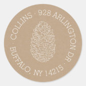 Rustikales Pinecone-Rundrücksendetikett Runder Aufkleber (Vorderseite)