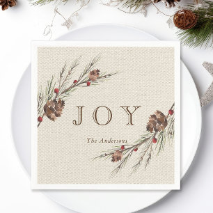 Rustikales Pinecone Weihnachtsbuch Serviette