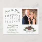 Rustikales Pinecones Foto & Kalender Save the Date Ankündigungspostkarte (Vorderseite)