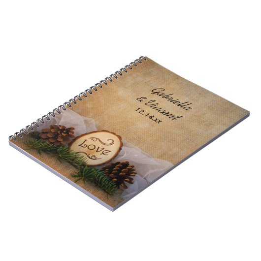 Rustikales Pines Woodland-HochzeitsNotebook Notizblock (Linke Seite)