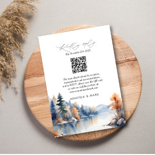 Rustikales Pinienbäume Abenteuer Hochzeit RSVP Karte