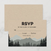 Rustikales Pinienbäume Hochzeit RSVP Karte (Vorne/Hinten)