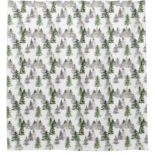 Rustikales Pinienbaummuster Duschvorhang (Vorderseite)