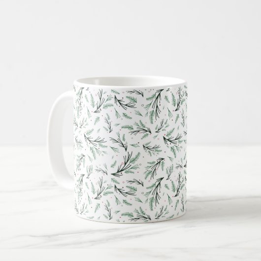 Rustikales Pinienbranchenmuster Kaffeetasse (Vorderseite Links)