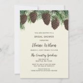 Rustikales Pinienkegel Winter Wedding Brautparty Einladung (Vorderseite)