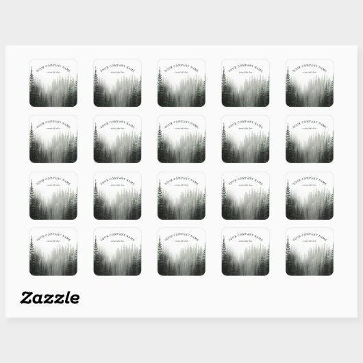 Rustikales Pinienwald-Logo Quadratischer Aufkleber (Blatt)