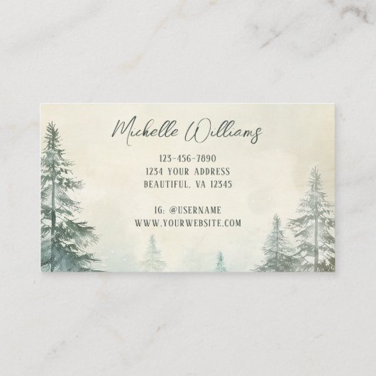 Rustikales Pinienwald Visitenkarte (Rückseite)