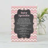 Rustikales Pink Baby Sprinkle Einladung, Mädchen B Einladung (Stehend Vorderseite)