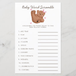 Rustikales Pink Bear Baby Word Scramble Game